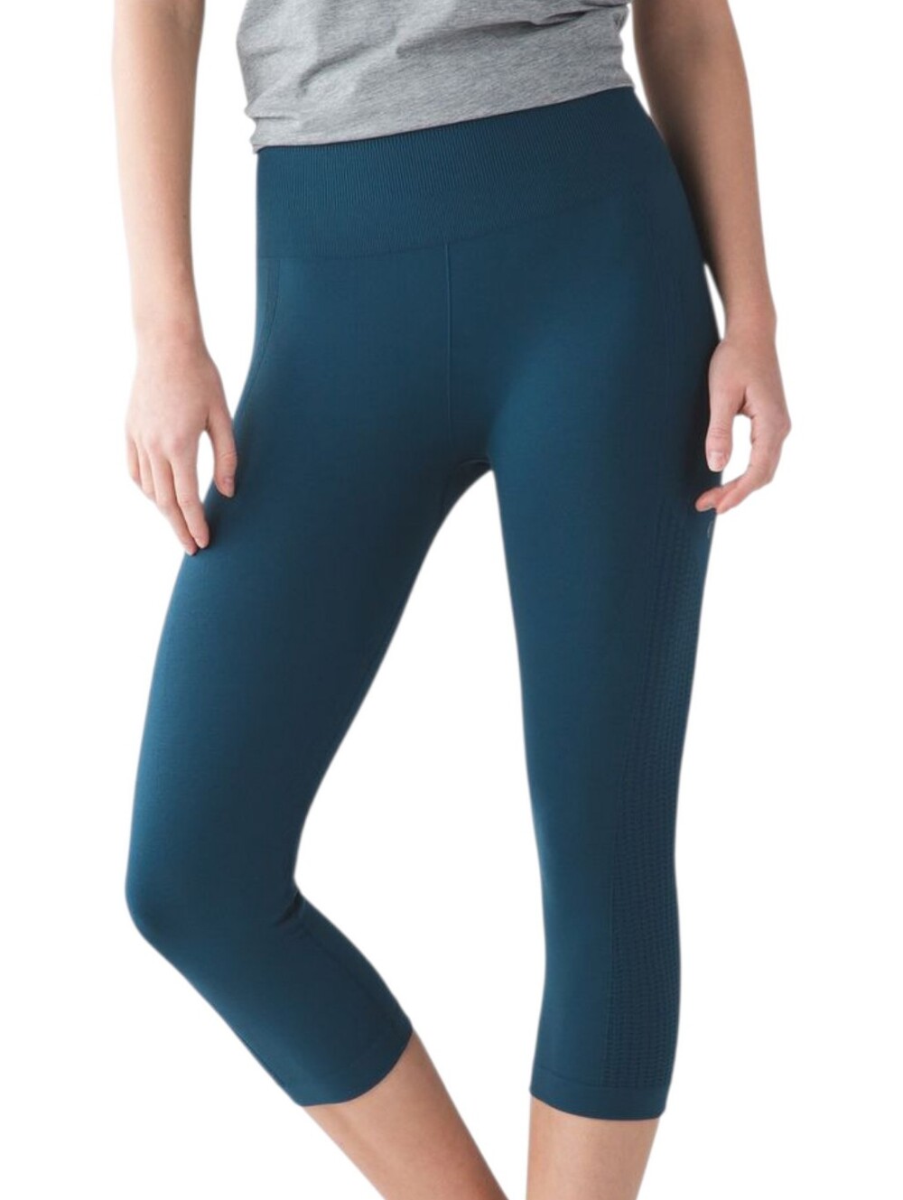 Lululemon Flow & Go Crop Women 6 Blue Seamless Leggings
